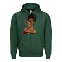 Sports Green afro black woman profile juneteenth Zipper Hoodie - texasbilliewilder