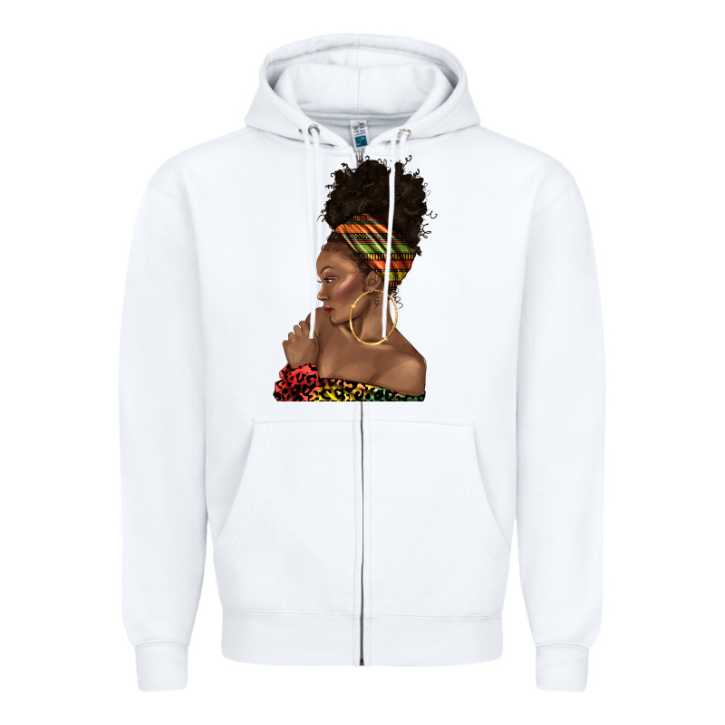Afro Black Woman Profile Juneteenth Zipper Hoodie by texasbilliewilder | Teevron