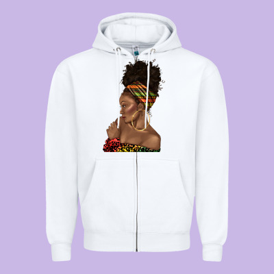 Zipper Hoodie afro black woman profile juneteenth