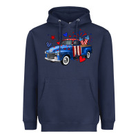 Navy 4th of July American flag truck Heavyweight Hoodie - Neo Western