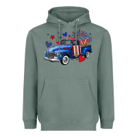 Sage 4th of July American flag truck Heavyweight Hoodie - Neo Western