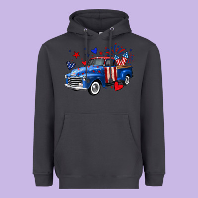 4th Of July American Flag Truck Heavyweight Hoodie Designed By Neo Western