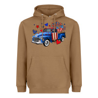 Toasted Coconut 4th of July American flag truck Heavyweight Hoodie - Neo Western