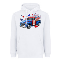 White 4th of July American flag truck Heavyweight Hoodie - Neo Western