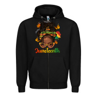 Black afro messy bun juneteenth Zipper Hoodie - texasbilliewilder