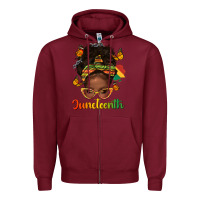 Burgundy afro messy bun juneteenth Zipper Hoodie - texasbilliewilder