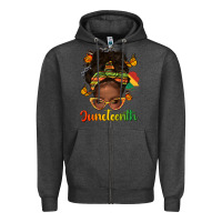Charcoal Heather afro messy bun juneteenth Zipper Hoodie - texasbilliewilder