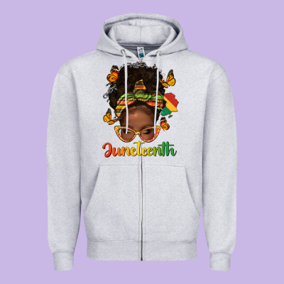 Zipper Hoodie afro messy bun juneteenth