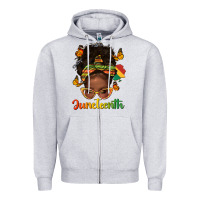 Heather Grey afro messy bun juneteenth Zipper Hoodie - texasbilliewilder
