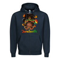 Navy afro messy bun juneteenth Zipper Hoodie - texasbilliewilder