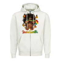 Oatmeal Heather afro messy bun juneteenth Zipper Hoodie - texasbilliewilder
