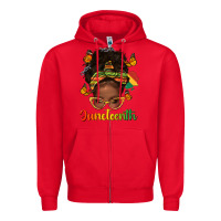 Red afro messy bun juneteenth Zipper Hoodie - texasbilliewilder