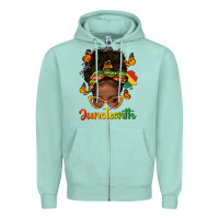 Seafoam afro messy bun juneteenth Zipper Hoodie - texasbilliewilder