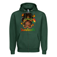 Sports Green afro messy bun juneteenth Zipper Hoodie - texasbilliewilder