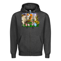 Charcoal Heather Easter Farm Cows Bunny Ears And Eggs Zipper Hoodie - RanaPortraitStore