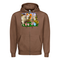 Chestnut Easter Farm Cows Bunny Ears And Eggs Zipper Hoodie - RanaPortraitStore