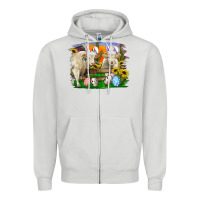 Dove Grey Easter Farm Cows Bunny Ears And Eggs Zipper Hoodie - RanaPortraitStore