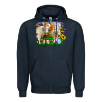 Navy Easter Farm Cows Bunny Ears And Eggs Zipper Hoodie - RanaPortraitStore