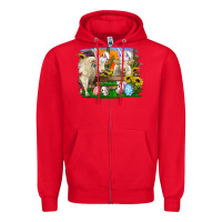 Red Easter Farm Cows Bunny Ears And Eggs Zipper Hoodie - RanaPortraitStore