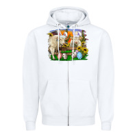 White Easter Farm Cows Bunny Ears And Eggs Zipper Hoodie - RanaPortraitStore