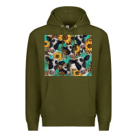 Army Green western leopard sunflower black and white  cow Premium Hoodie - BarkalooDesign