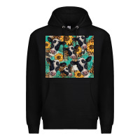 Black western leopard sunflower black and white  cow Premium Hoodie - BarkalooDesign
