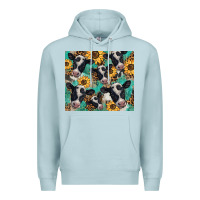 Blue Mist western leopard sunflower black and white  cow Premium Hoodie - BarkalooDesign