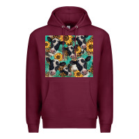 Burgundy western leopard sunflower black and white  cow Premium Hoodie - BarkalooDesign