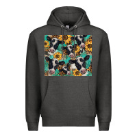 Charcoal Heather western leopard sunflower black and white  cow Premium Hoodie - BarkalooDesign