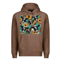 Chestnut western leopard sunflower black and white  cow Premium Hoodie - BarkalooDesign