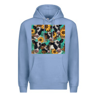 Colony Blue western leopard sunflower black and white  cow Premium Hoodie - BarkalooDesign