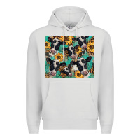 Dove Grey western leopard sunflower black and white  cow Premium Hoodie - BarkalooDesign