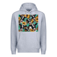 Heather Grey western leopard sunflower black and white  cow Premium Hoodie - BarkalooDesign