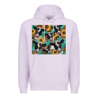 Lilac western leopard sunflower black and white  cow Premium Hoodie - BarkalooDesign