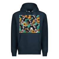 Navy western leopard sunflower black and white  cow Premium Hoodie - BarkalooDesign