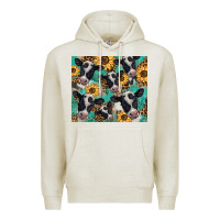 Oatmeal Heather western leopard sunflower black and white  cow Premium Hoodie - BarkalooDesign