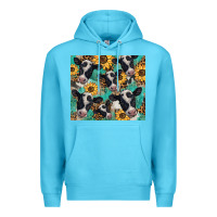 Ocean Blue western leopard sunflower black and white  cow Premium Hoodie - BarkalooDesign