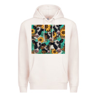 Pale Pink western leopard sunflower black and white  cow Premium Hoodie - BarkalooDesign