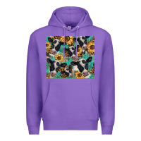Purple western leopard sunflower black and white  cow Premium Hoodie - BarkalooDesign