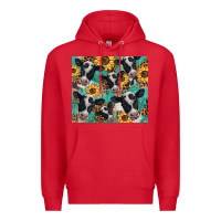 Red western leopard sunflower black and white  cow Premium Hoodie - BarkalooDesign