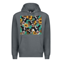 Rock western leopard sunflower black and white  cow Premium Hoodie - BarkalooDesign