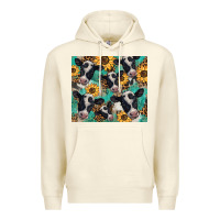 Sandshell western leopard sunflower black and white  cow Premium Hoodie - BarkalooDesign