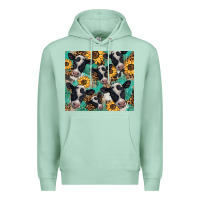 Seafoam western leopard sunflower black and white  cow Premium Hoodie - BarkalooDesign