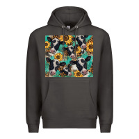 Smoke western leopard sunflower black and white  cow Premium Hoodie - BarkalooDesign