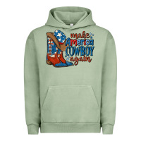 Pigment Oil Green make america cowboy again Urban Hoodie - MaliasSmallBusiness