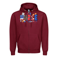 Burgundy American nurse Zipper Hoodie - Zillion Design Studio