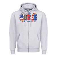 Heather Grey American nurse Zipper Hoodie - Zillion Design Studio