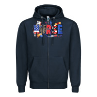 Navy American nurse Zipper Hoodie - Zillion Design Studio