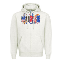 Oatmeal Heather American nurse Zipper Hoodie - Zillion Design Studio