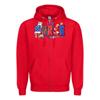 Red American nurse Zipper Hoodie - Zillion Design Studio